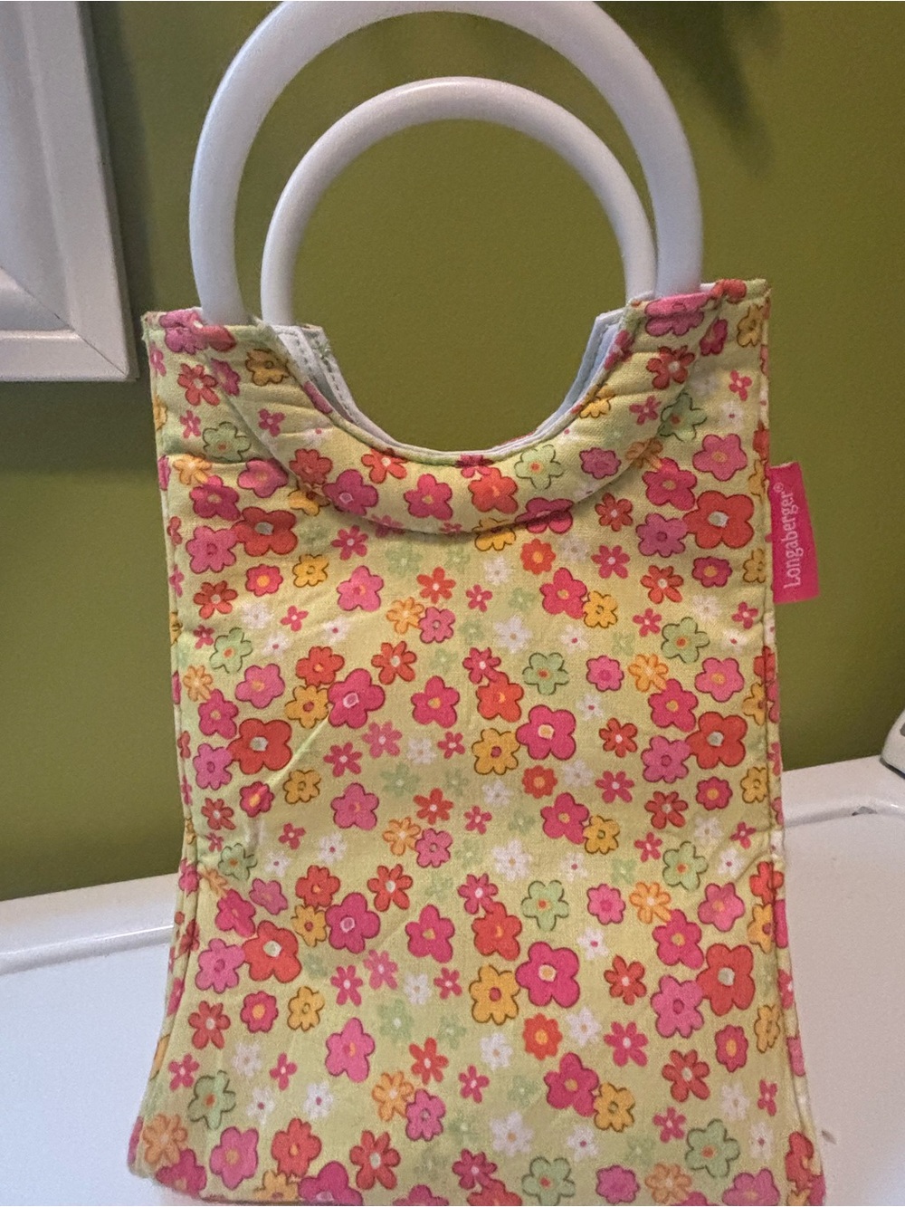 Kids Floral Handle Tote Bag - Pink & Yellow